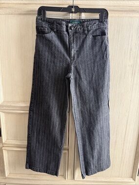 Lauren by Ralph Lauren Pinstripe Straight Leg Jeans - charcoal gray